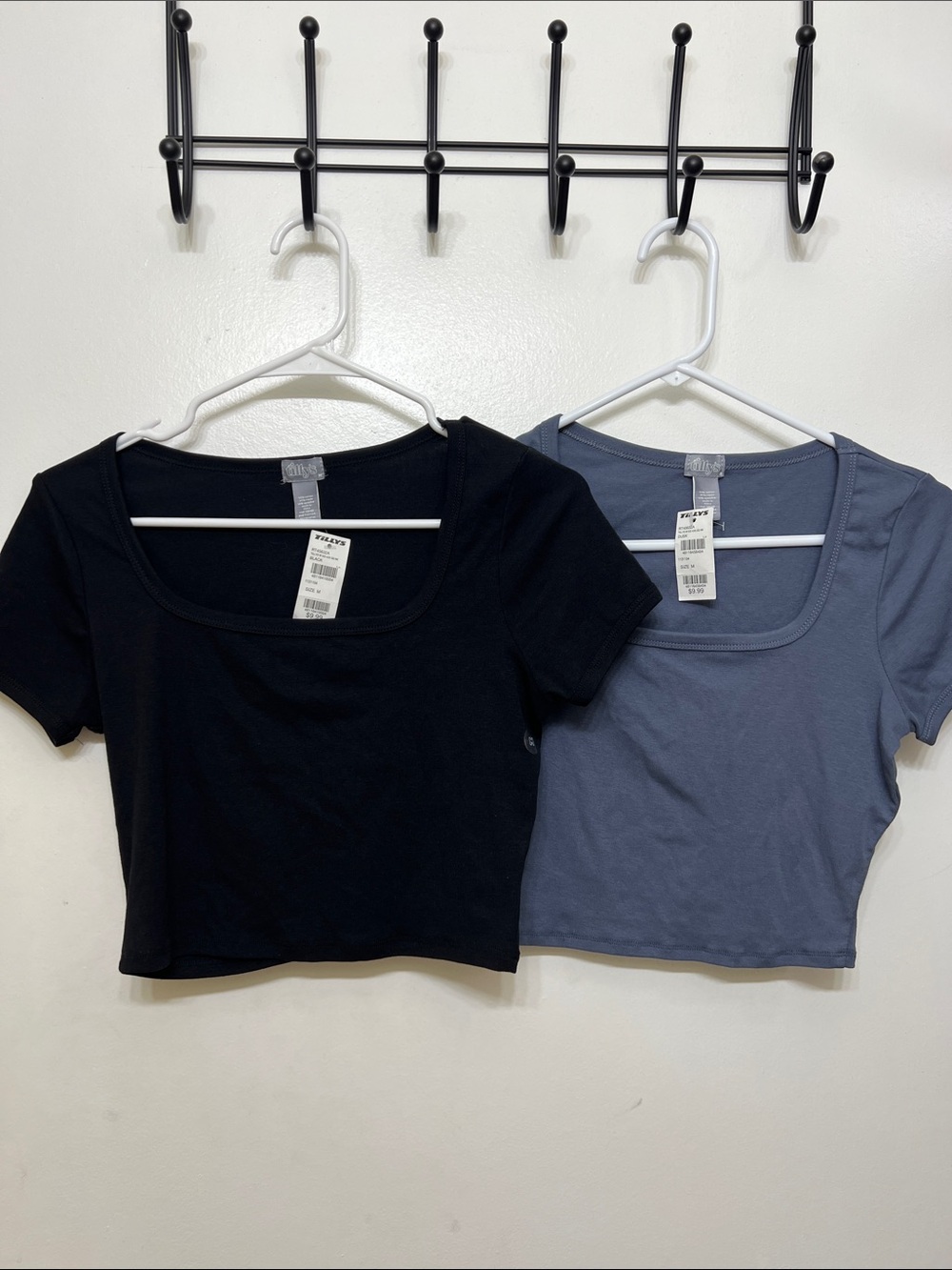 Tilly's Scoop Neck Crop Top Duo - Black and Slate